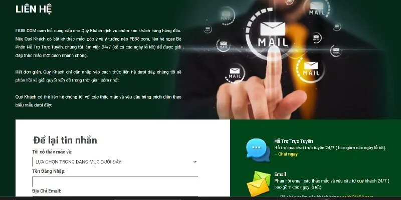Hiện tại FB88 đang sử dụng nhiều phương pháp liên lạc để hỗ trợ khách hàng