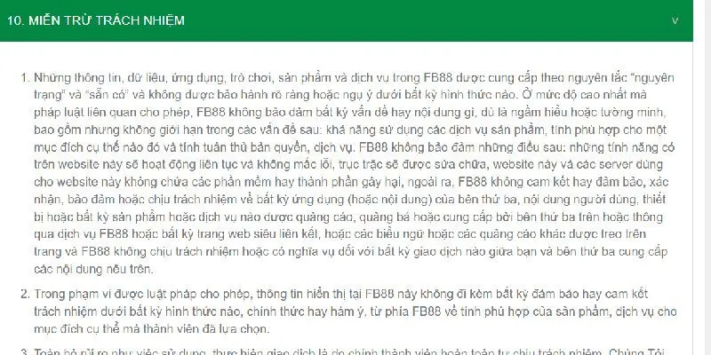 Tìm hiểu về điều luật miễn trừ trách nhiệm của FB88